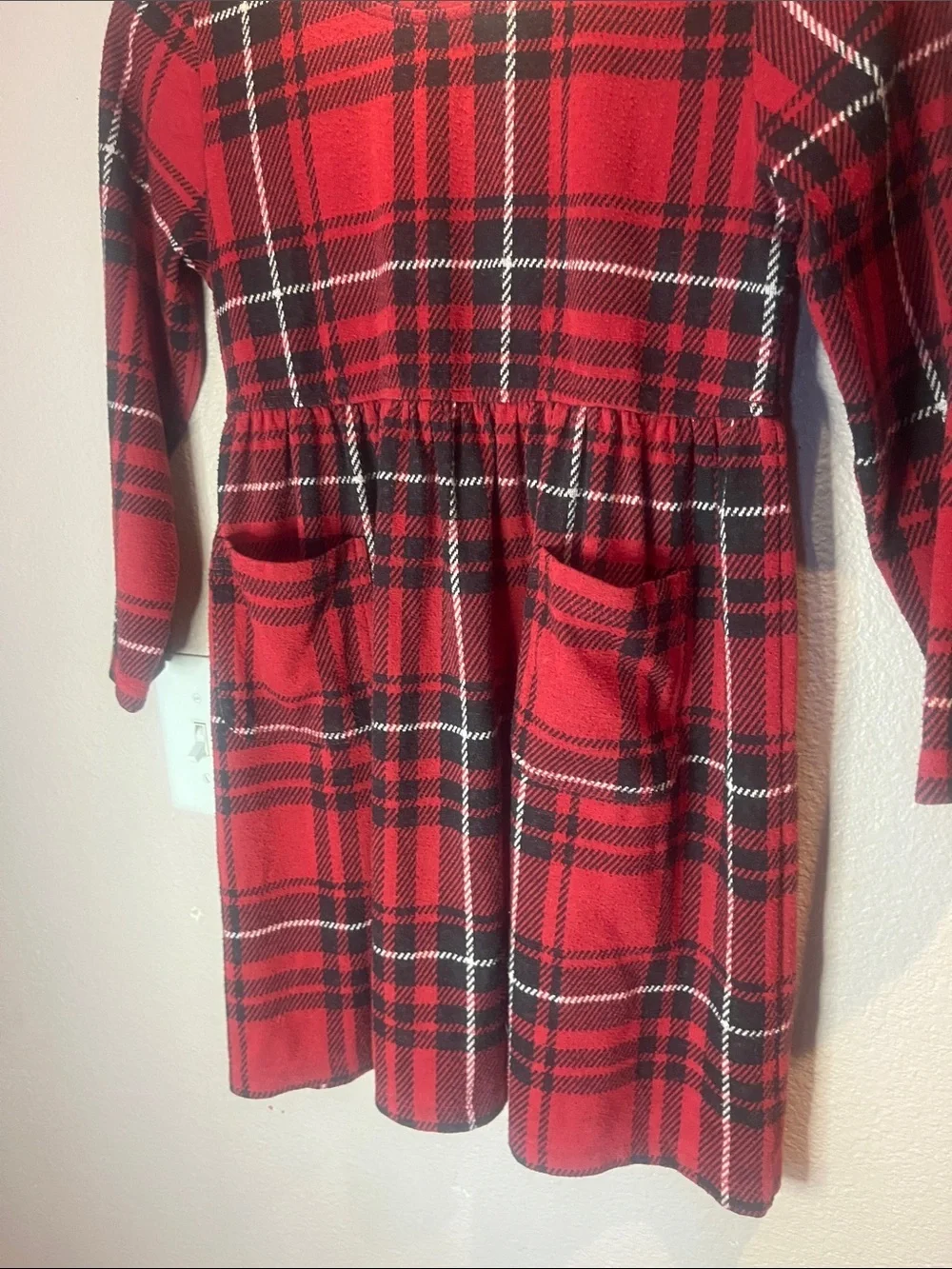 Faherty Girl’s Plaid Dress with Pockets Size 10 Red Black